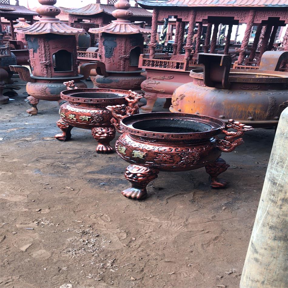 创飞工艺品厂 道教铸铜圆形香炉 圆形带盖香炉报价