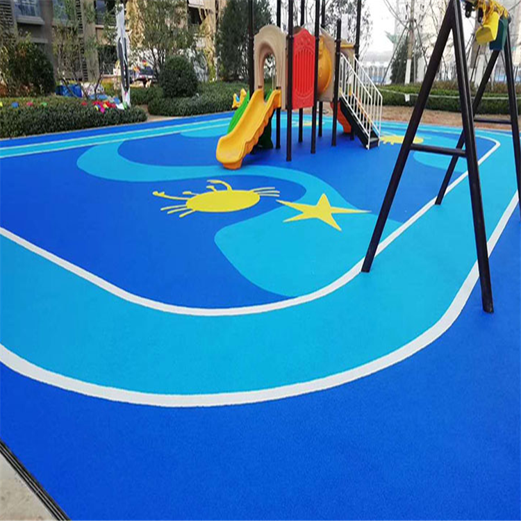 江苏徐州幼儿园彩色地面 彩色地坪 塑胶跑道铺设