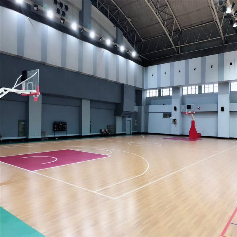 安徽淮北 篮球实木地板 篮球场管木地板 施工图片