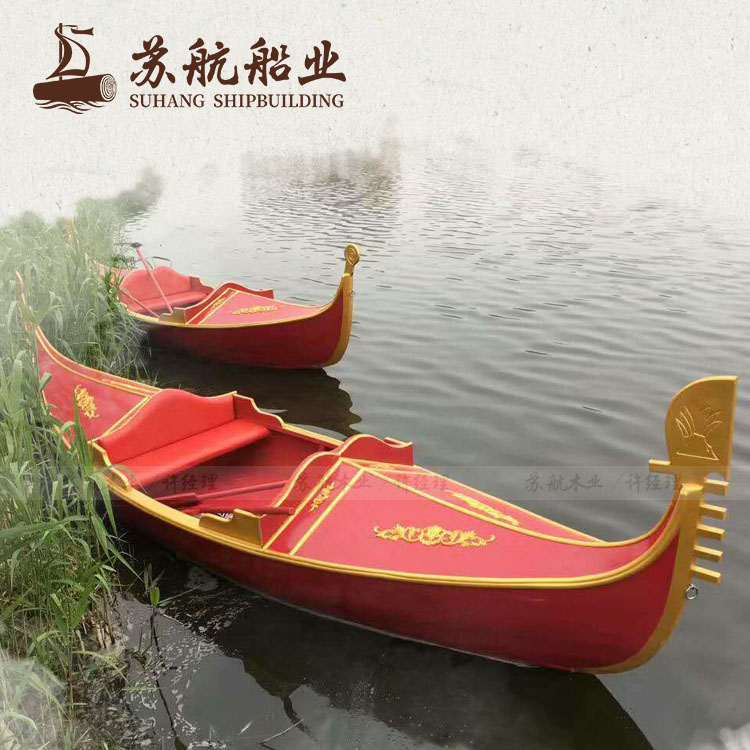 苏航源头厂家欧式手划船 刚朵拉木船 户外装饰船
