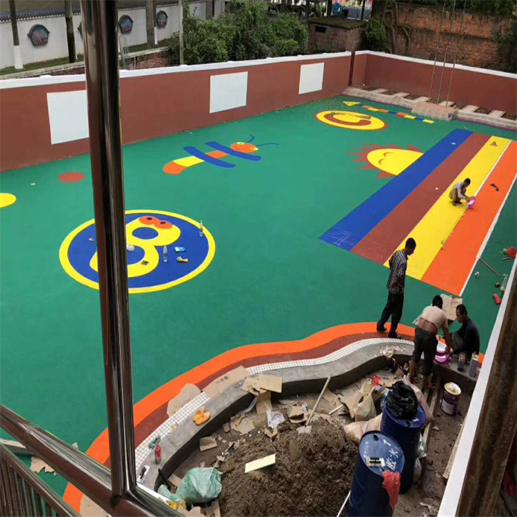 河北邯郸小区彩色地面 球场塑胶地面 幼儿园EPDM路面施工