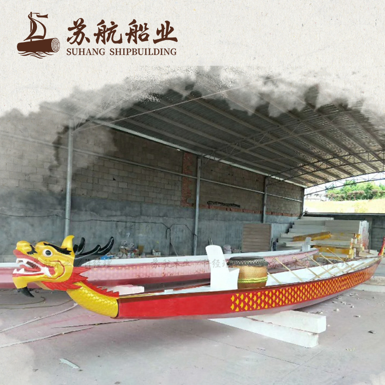 厂家定制手工木质龙舟制作 产地订制22龙舟 CDBF手划龙舟船