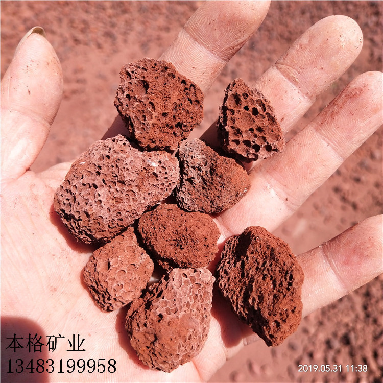 株洲养鱼用红色火山石3-5厘米 本格兰花种植用黑色火山石