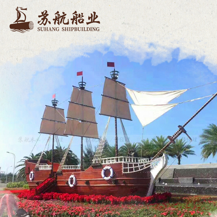 苏航出售做旧处理景观船 欧式木船 仿旧木船图片