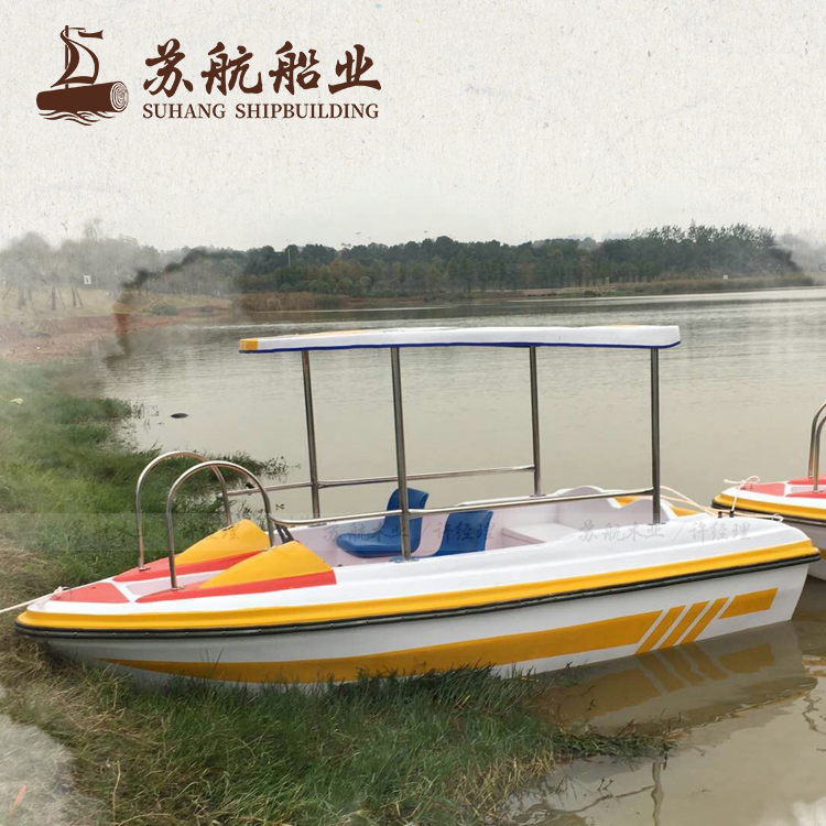苏航出售景区玻璃钢脚踏船 双人情侣游乐观光休闲船 脚踏船玻璃钢手划船