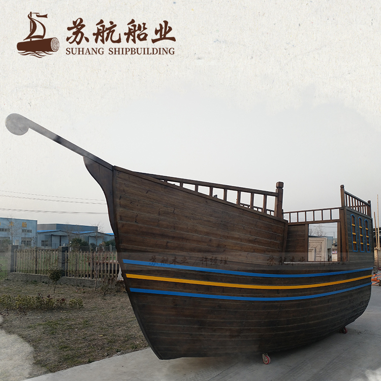 苏航出售仿古餐厅船 园艺装饰木船 户外装饰船